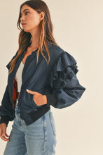 Load image into Gallery viewer, Double-layered Ruffled Sleeves Bomber Jacket
