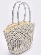 Load image into Gallery viewer, Metallic Silver Straw Bag
