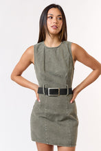 Load image into Gallery viewer, Washed Belt Dress- Olive
