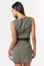 Load image into Gallery viewer, Washed Belt Dress- Olive
