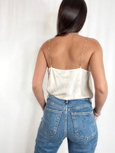 Load image into Gallery viewer, Pearled Cream Satin Top
