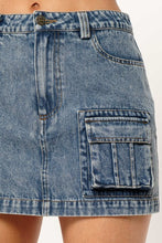 Load image into Gallery viewer, Denim Cargo Mini Skirt
