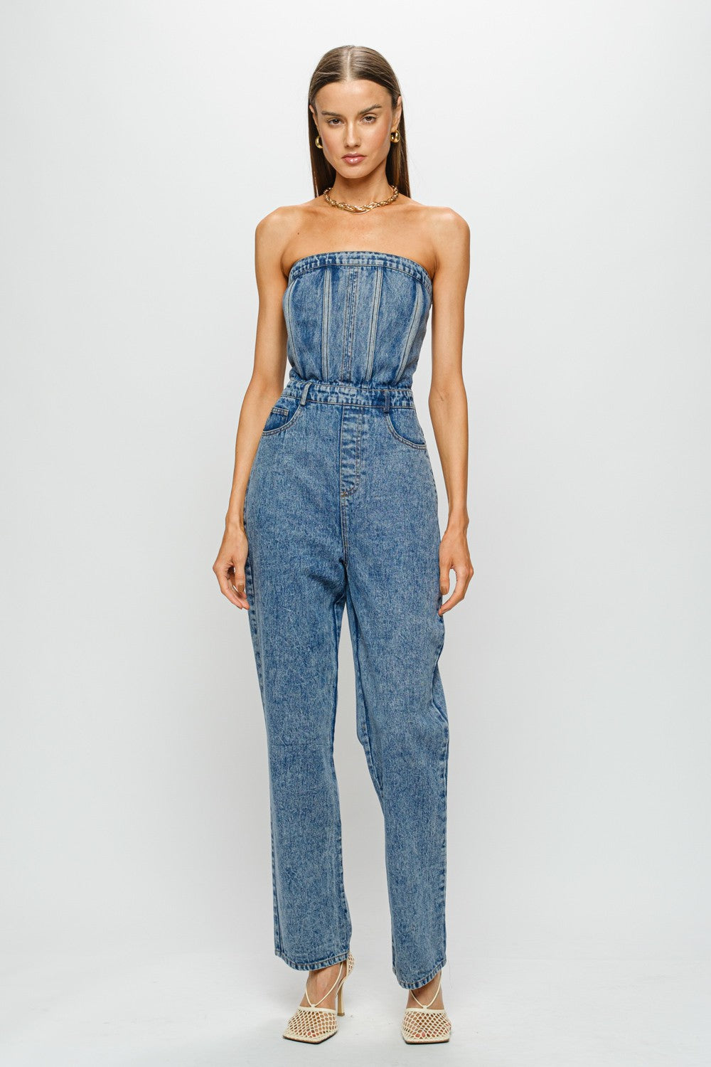 Corset Denim Jumpsuit