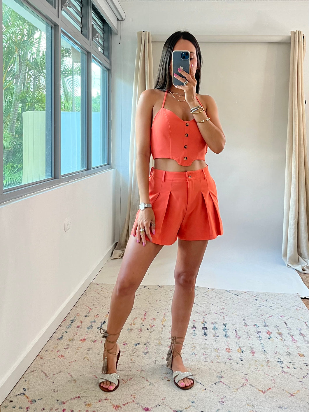 Coral Vest Halter Set