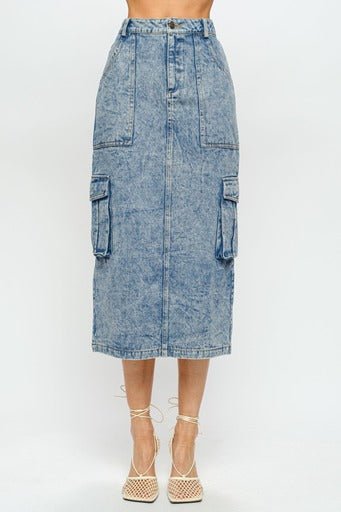 Denim Cargo Skirt