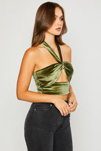 Load image into Gallery viewer, Velvet Halter Top- Olive
