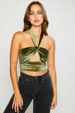 Load image into Gallery viewer, Velvet Halter Top- Olive
