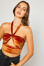 Load image into Gallery viewer, Velvet Halter Top- Rust
