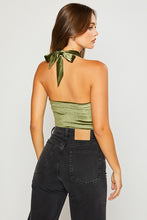 Load image into Gallery viewer, Velvet Halter Top- Olive
