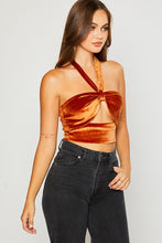 Load image into Gallery viewer, Velvet Halter Top- Rust
