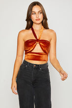 Load image into Gallery viewer, Velvet Halter Top- Rust
