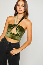 Load image into Gallery viewer, Velvet Halter Top- Olive
