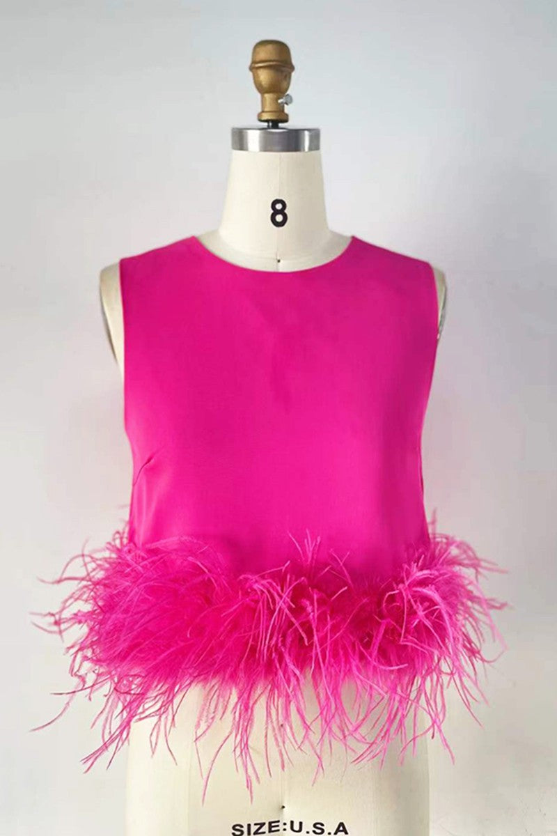 Fuchsia Feather Blouse