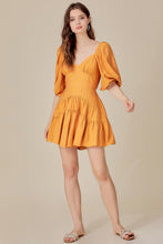 Load image into Gallery viewer, Tie Back Mustard Mini Dress
