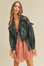 Load image into Gallery viewer, Vegan Leather Puff Sleeve Jacket
