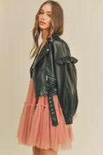 Load image into Gallery viewer, Vegan Leather Puff Sleeve Jacket
