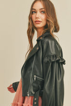 Load image into Gallery viewer, Vegan Leather Puff Sleeve Jacket
