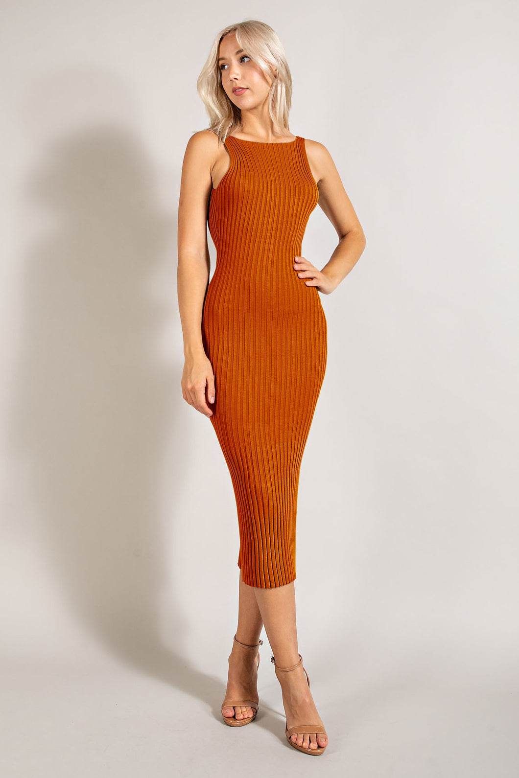 Rib Bodycon Midi Dress