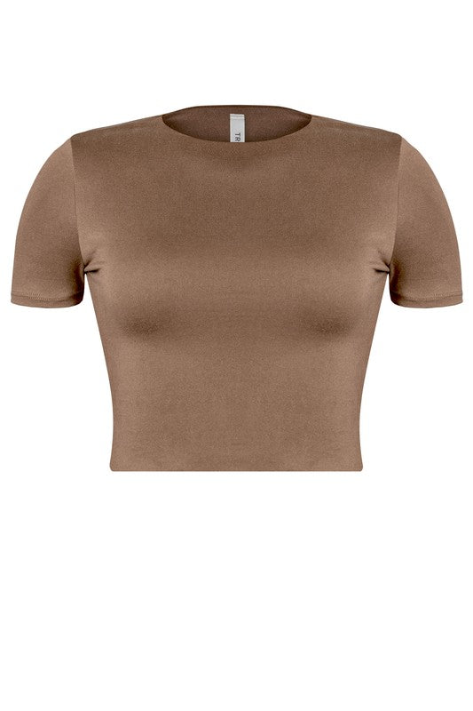 Mocha basic crop top