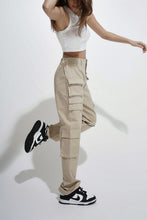 Load image into Gallery viewer, Woven Utility Cargo Pants- Tan
