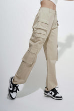 Load image into Gallery viewer, Woven Utility Cargo Pants- Tan
