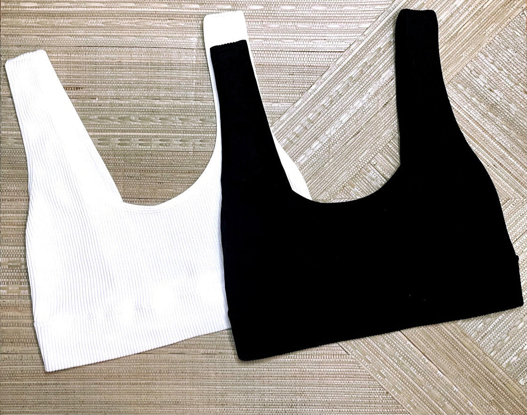 Rib Bralette Top- White