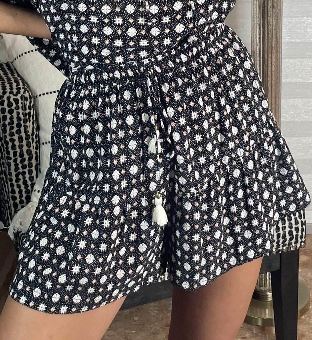 Black Coin Drawstring Short