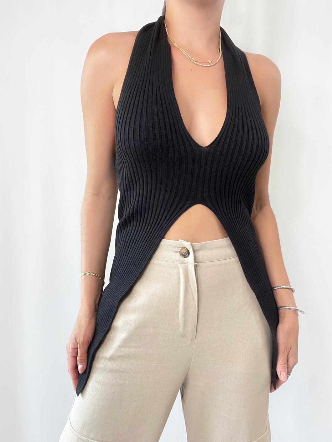 Knit Halter V Top