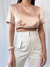 Load image into Gallery viewer, Champagne Satin Crop Top
