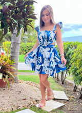 Load image into Gallery viewer, Royal Blue Pop Sleeves Short Dress
