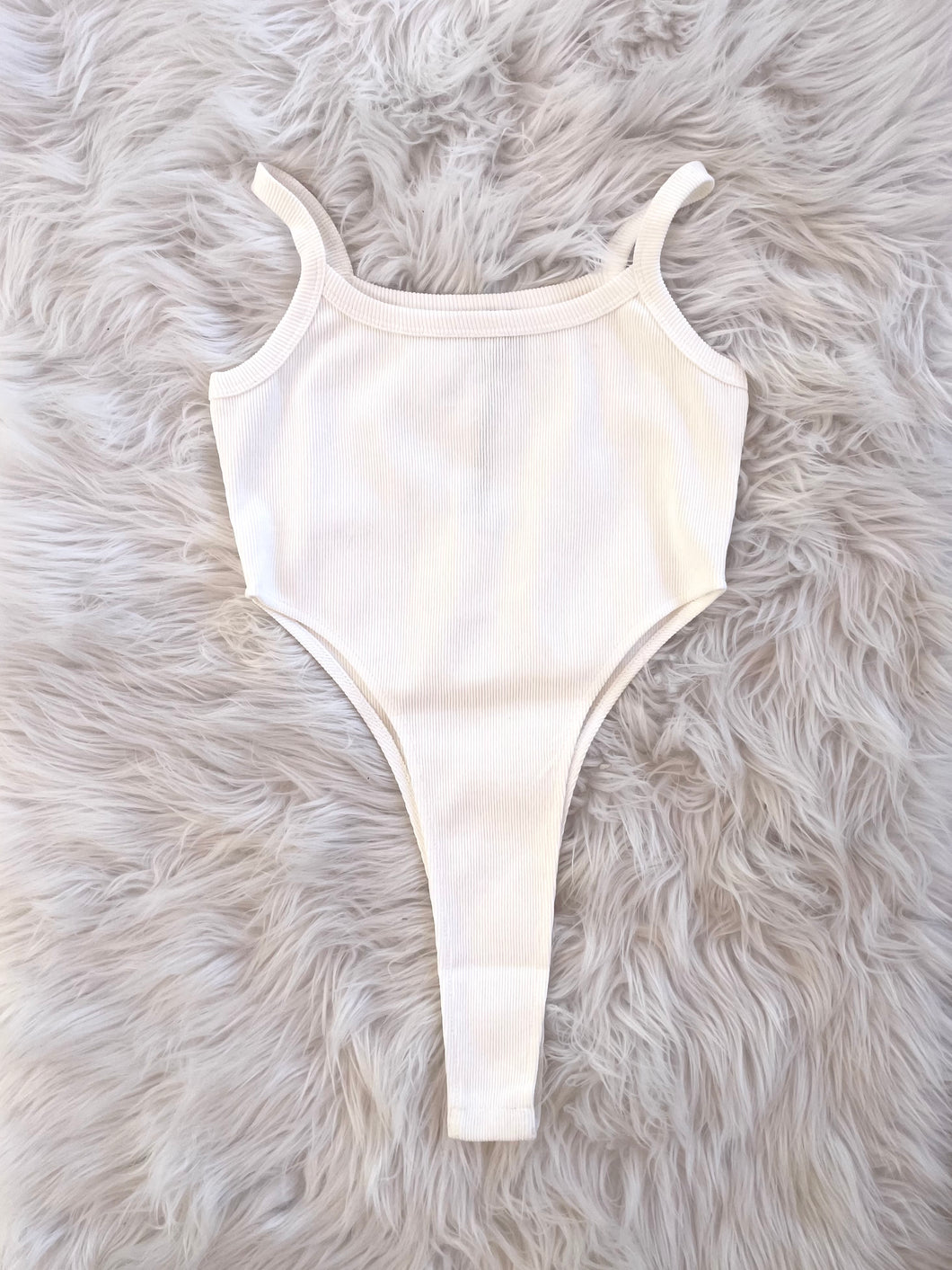 High-cut Rib Bodysuit- White