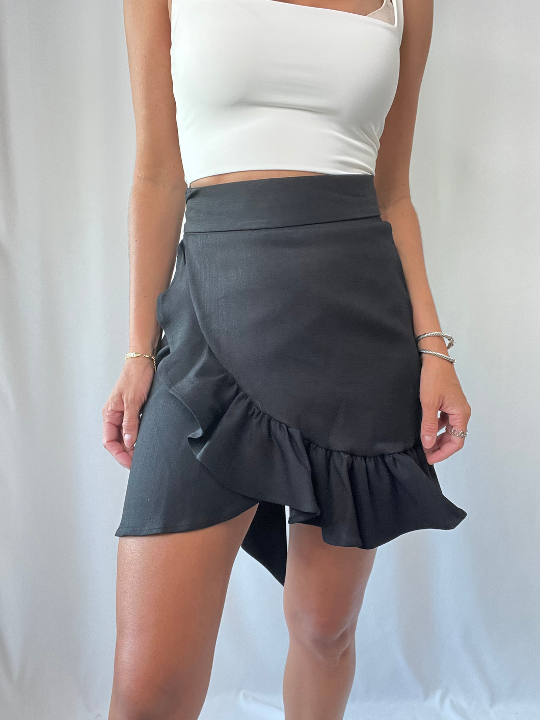 Denim Wrap Mini Skirt