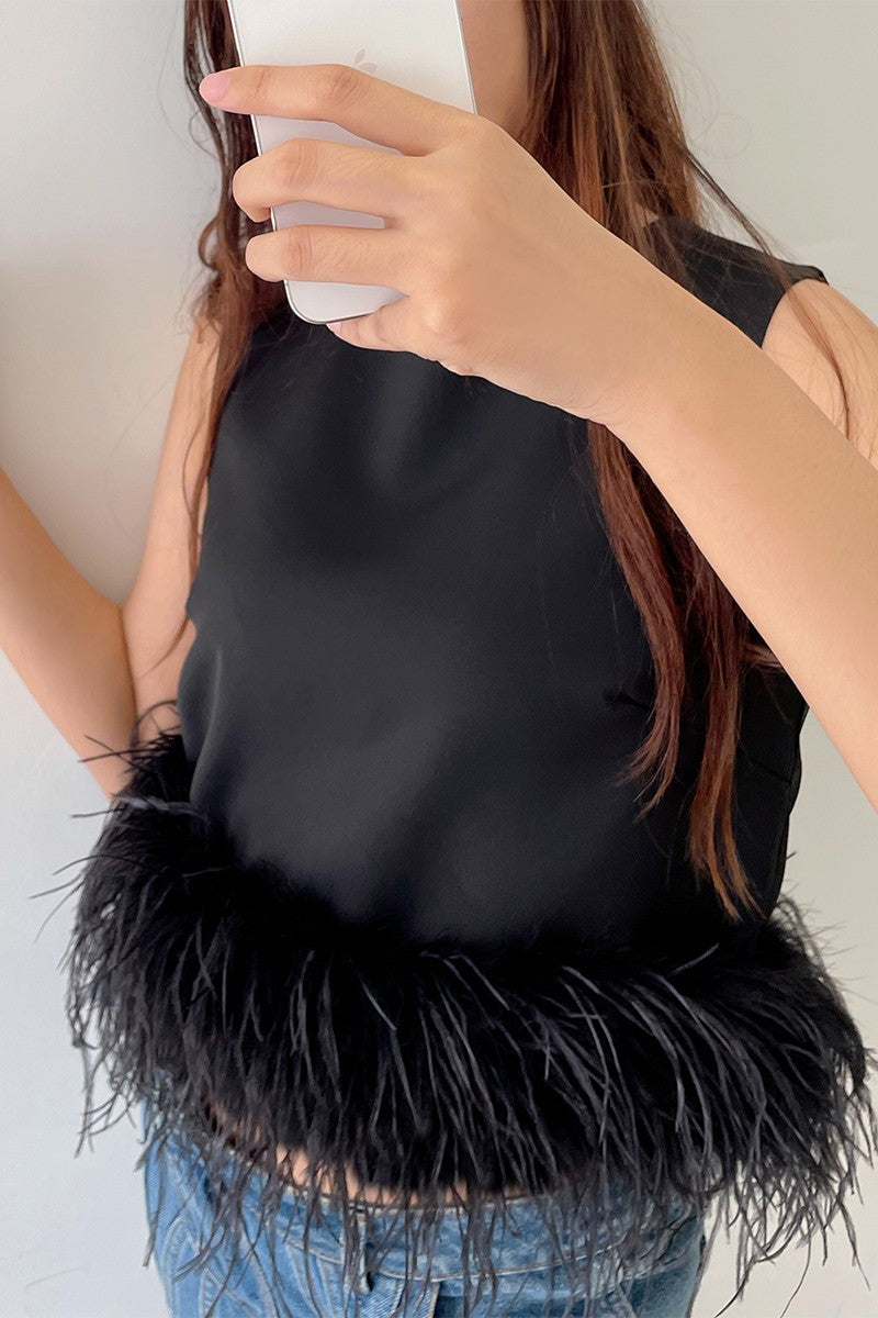 Black Feather Blouse