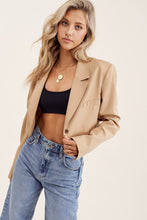 Load image into Gallery viewer, Timeless Crop Blazer Jacket- Tan
