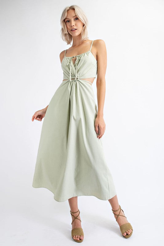 Cut-Out Midi Dress- Sage