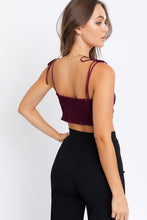 Load image into Gallery viewer, Wine Tie Twist Crop Top
