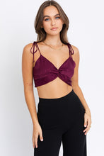 Load image into Gallery viewer, Wine Tie Twist Crop Top
