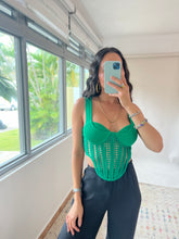 Load image into Gallery viewer, Crochet Corset Top- Green
