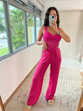 Load image into Gallery viewer, Crochet Corset Top- Fuchsia
