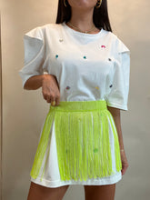 Load image into Gallery viewer, Rhinestone Fringe Mini Skirt- Neon
