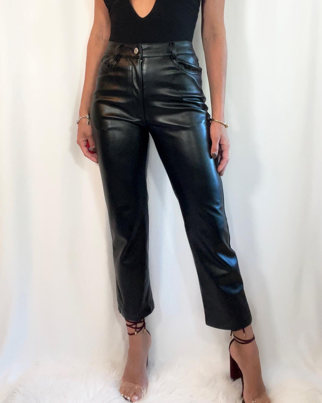 Vegan Leather Ankle Pants