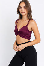 Load image into Gallery viewer, Wine Tie Twist Crop Top
