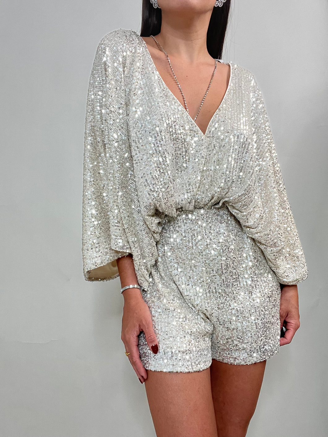 Endless Sequin Romper- Silver