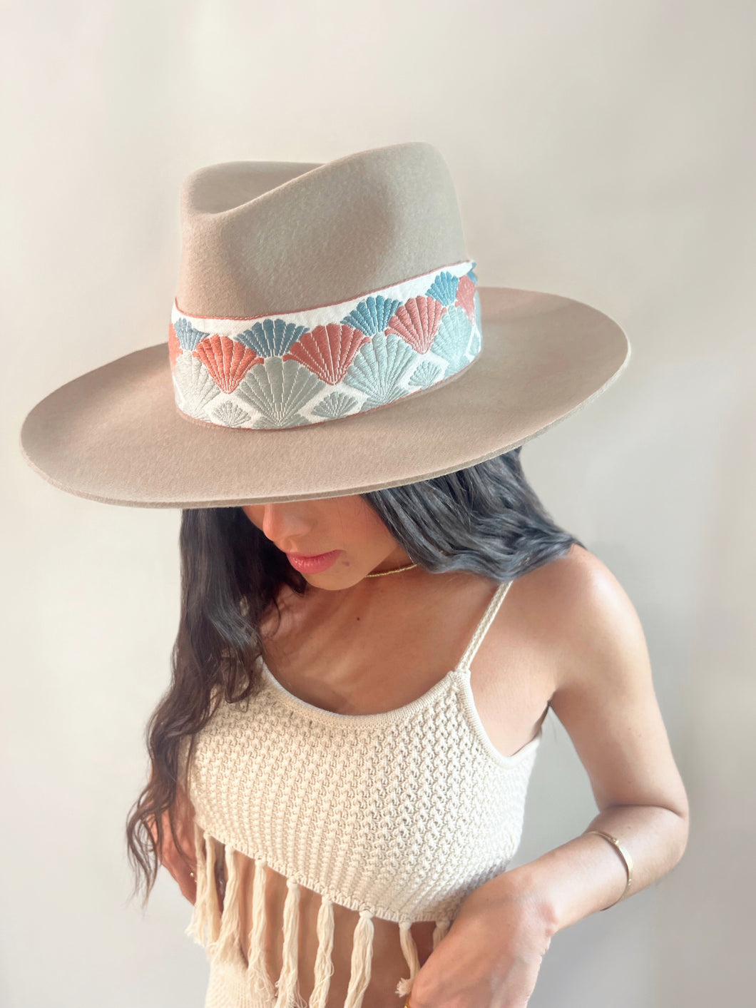 Seashell Embroidered Sombrero