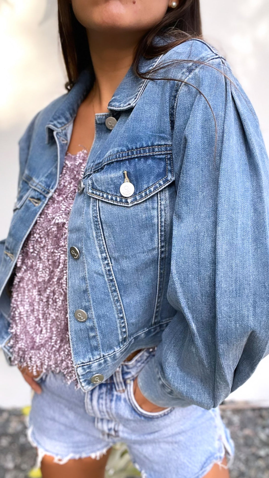 Puff Sleeves Denim Jacket