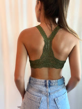 Load image into Gallery viewer, Lace Racerback Bralette- Olive
