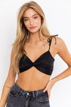 Load image into Gallery viewer, Zebra Textured Twist Crop Top- Black
