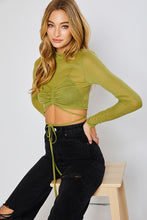 Load image into Gallery viewer, Ruched Drawstring Top- Green
