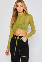 Load image into Gallery viewer, Ruched Drawstring Top- Green
