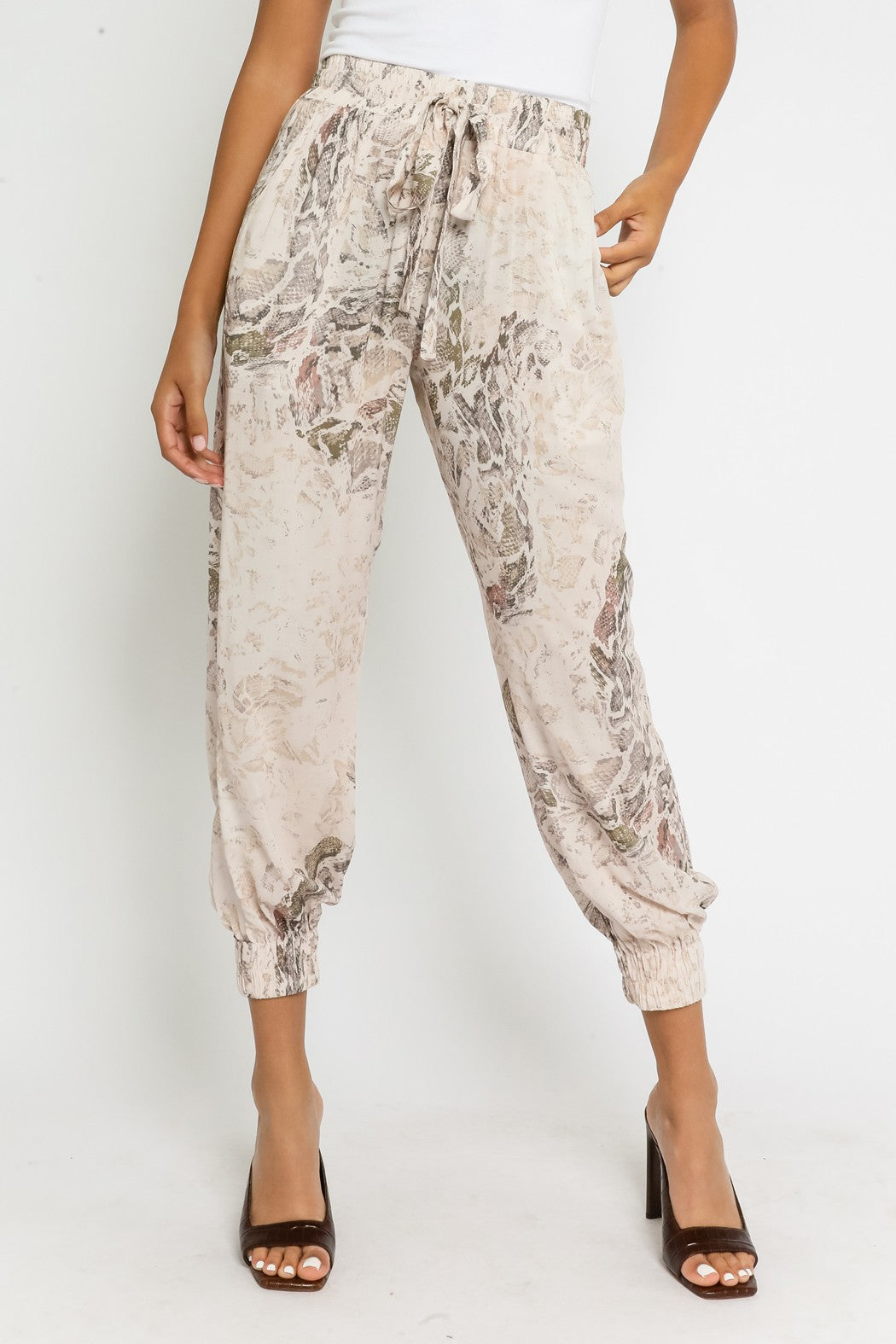 Taupe Snake Jogger Pant